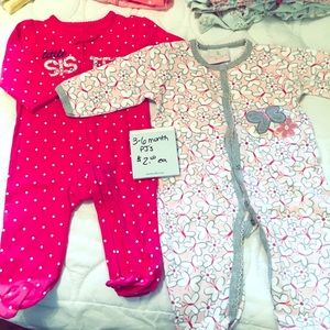 Set of 2 Baby Girls footed PJ’s